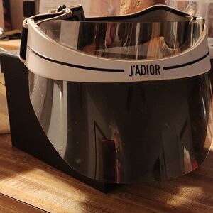 Dior White Band Black Tinted Shield Visor